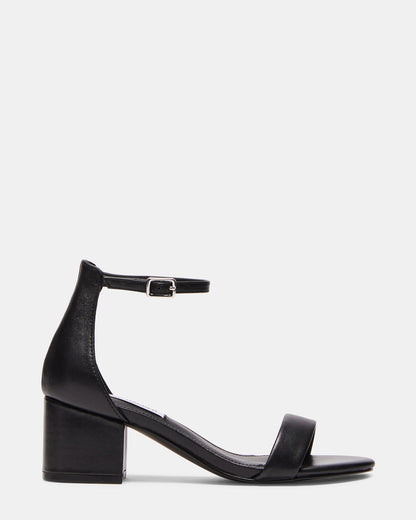 IRENEE Black Leather Women's 2 Inch Block Heel | Steve Madden