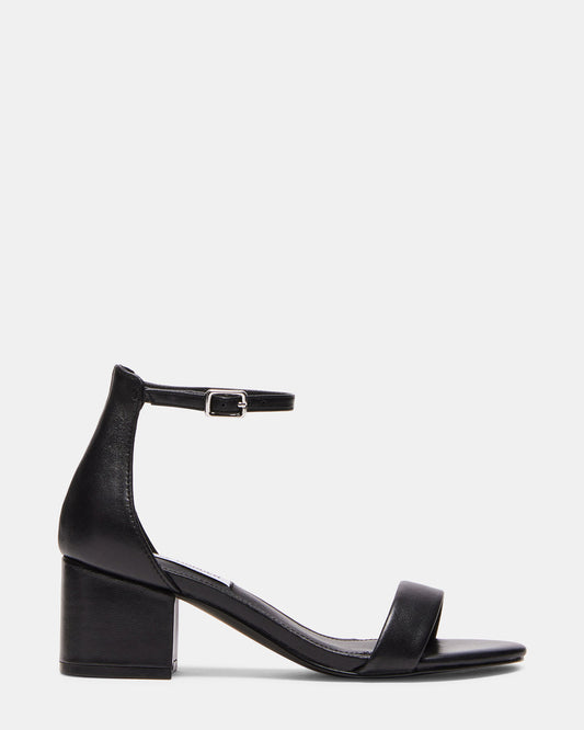 IRENEE Black Leather Women's 2 Inch Block Heel | Steve Madden