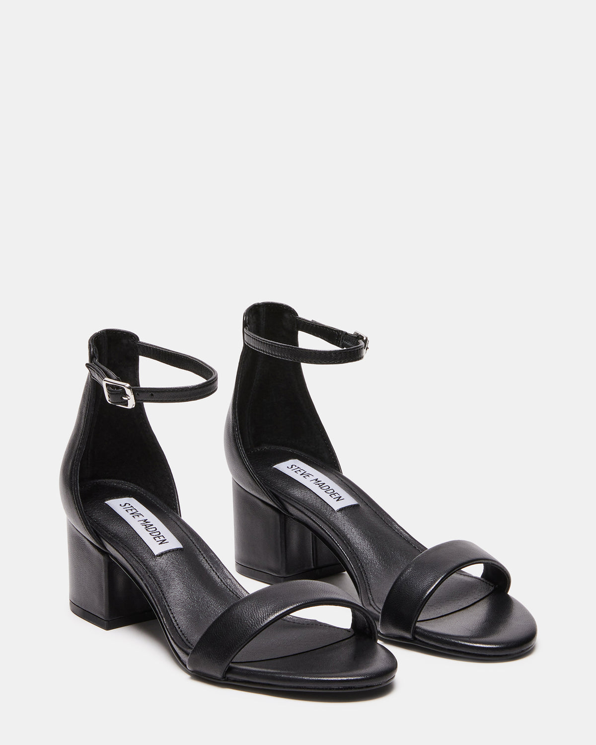 IRENEE Black Leather Women's 2 Inch Block Heel | Steve Madden