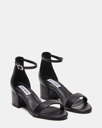 IRENEE Black Leather Women's 2 Inch Block Heel | Steve Madden