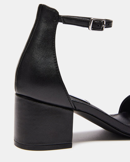 IRENEE Black Leather Women's 2 Inch Block Heel | Steve Madden