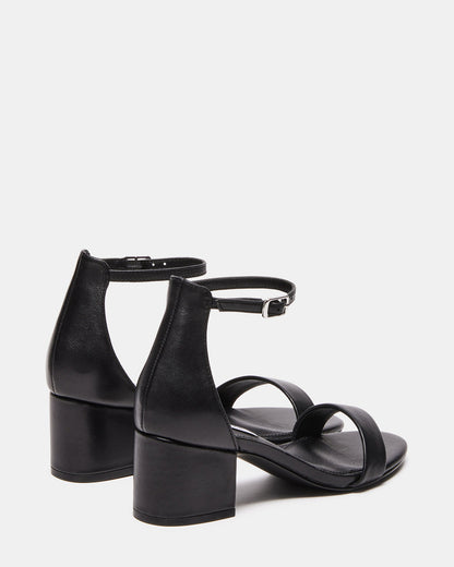 IRENEE Black Leather Women's 2 Inch Block Heel | Steve Madden