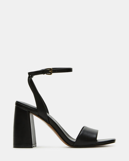 MESSA Black Leather Women's Square-Toe Block Heel | Steve Madden