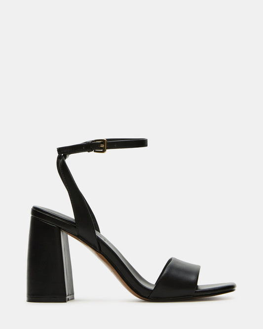 MESSA Black Leather Women's Square-Toe Block Heel | Steve Madden