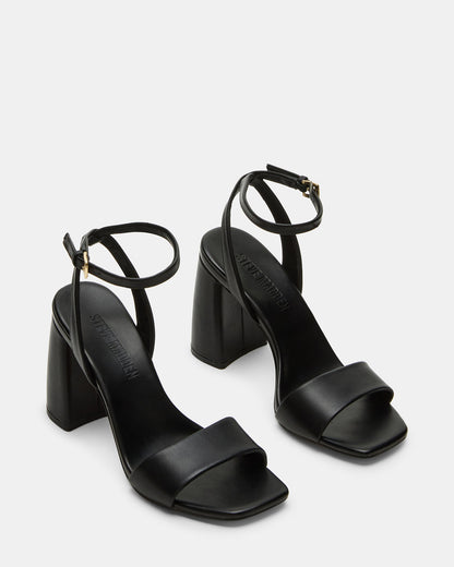 MESSA Black Leather Women's Square-Toe Block Heel | Steve Madden