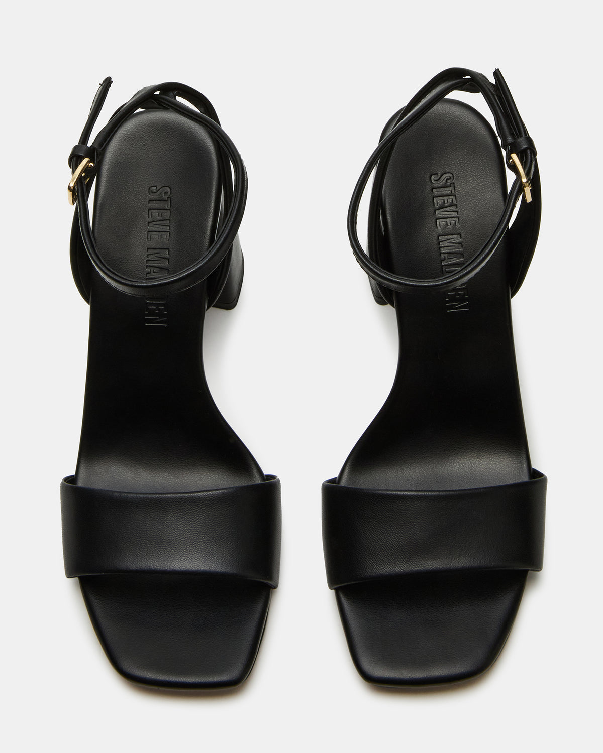 MESSA Black Leather Women's Square-Toe Block Heel | Steve Madden