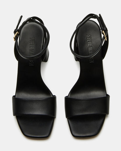 MESSA Black Leather Women's Square-Toe Block Heel | Steve Madden