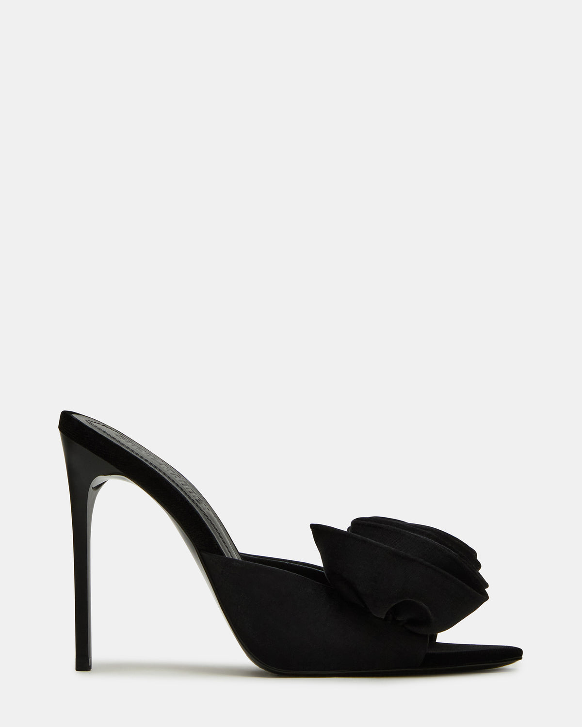 AFFINITY Black Satin Pointed-Toe Stiletto Mule Women's Heel | Steve Madden
