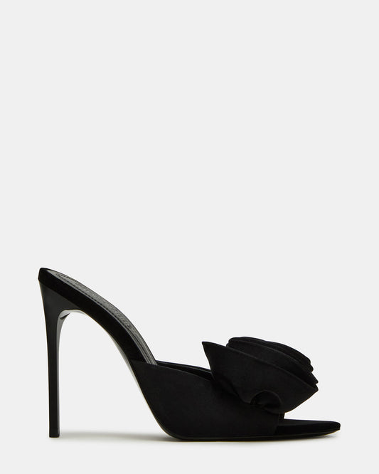 AFFINITY Black Satin Pointed-Toe Stiletto Mule Women's Heel | Steve Madden