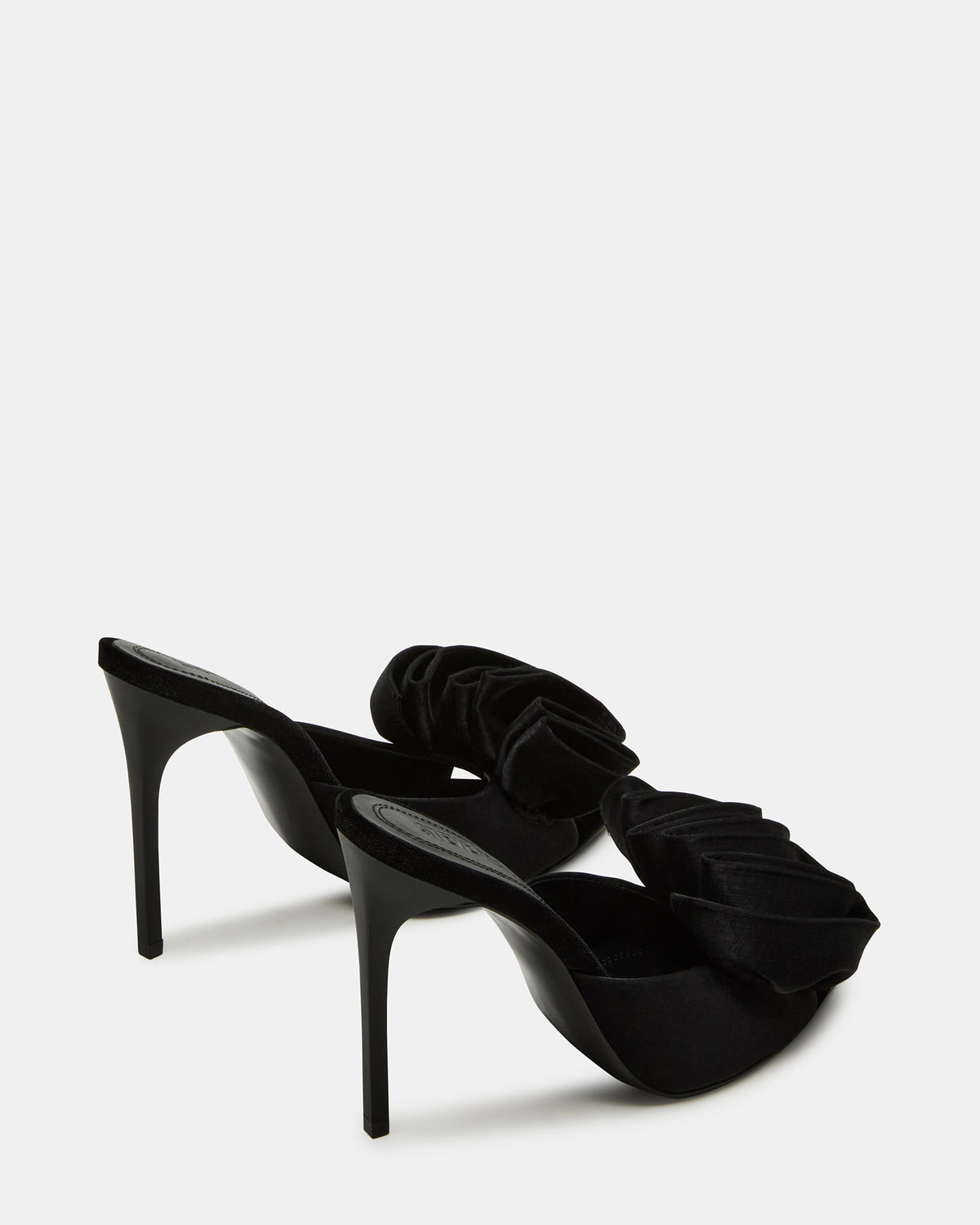 AFFINITY Black Satin Pointed-Toe Stiletto Mule Women's Heel | Steve Madden
