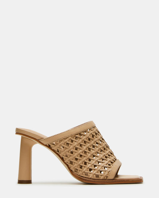 FRESCA Natural Woven Square-Toe Mule Women's Heel | Steve Madden