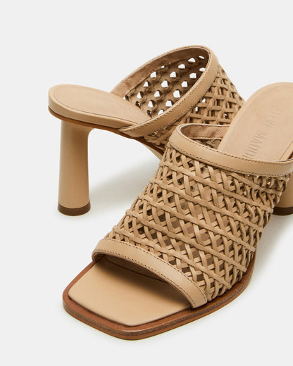 FRESCA Natural Woven Square-Toe Mule Women's Heel | Steve Madden