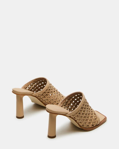 FRESCA Natural Woven Square-Toe Mule Women's Heel | Steve Madden