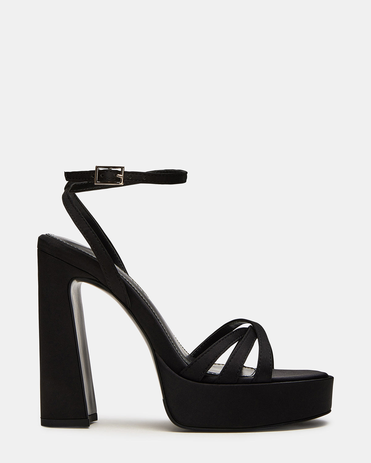 FLEET Black Strappy Platform Block Heel | Women's Heels | Steve Madden