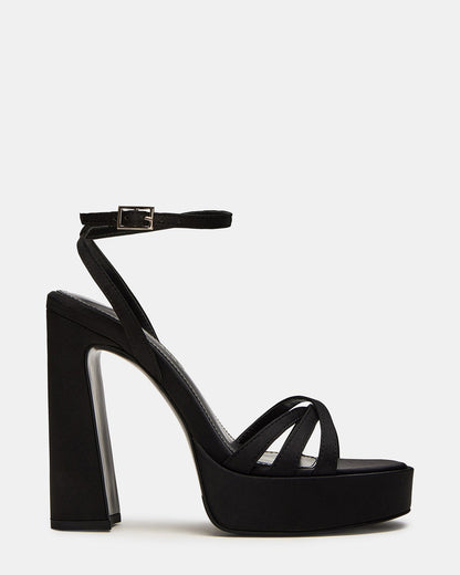 FLEET Black Strappy Platform Block Heel | Women's Heels | Steve Madden
