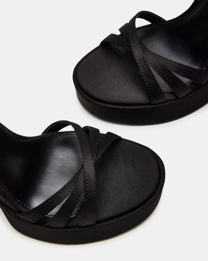 FLEET Black Strappy Platform Block Heel | Women's Heels | Steve Madden