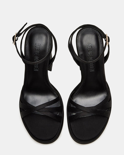 FLEET Black Strappy Platform Block Heel | Women's Heels | Steve Madden