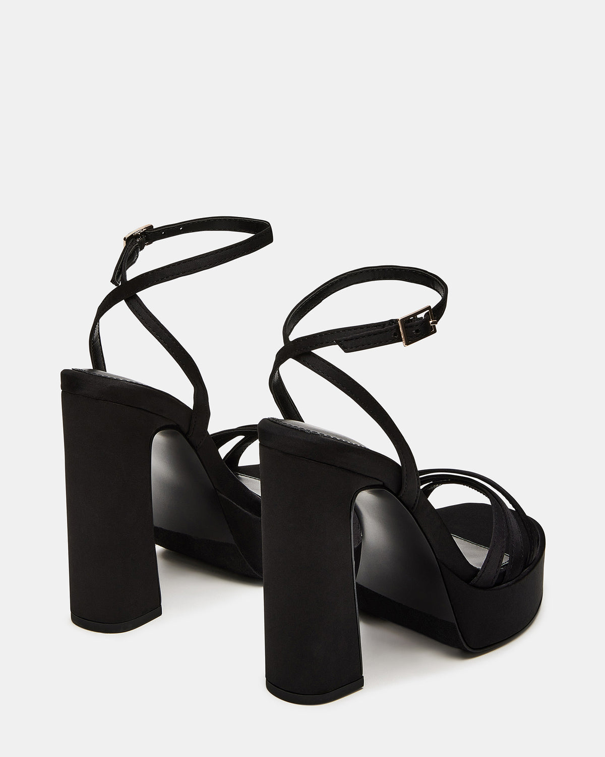 FLEET Black Strappy Platform Block Heel | Women's Heels | Steve Madden