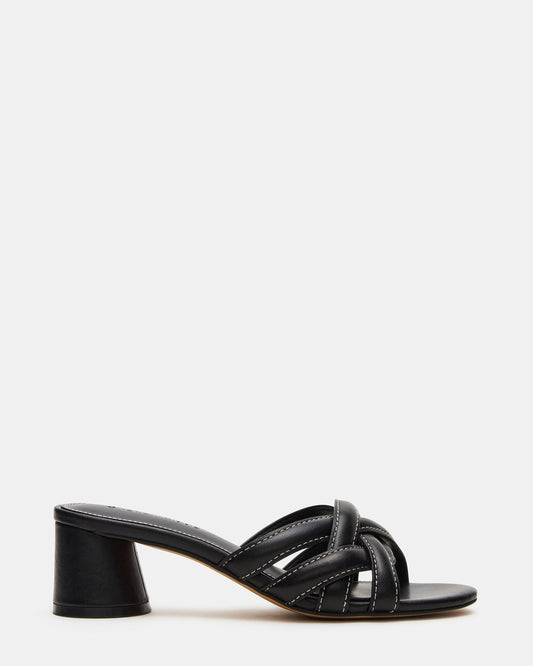 MARANO Black Leather Women's Mule Block Heel | Steve Madden