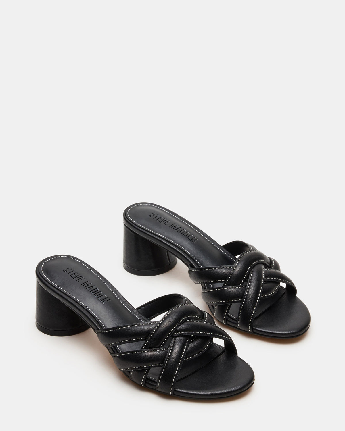 MARANO Black Leather Women's Mule Block Heel | Steve Madden