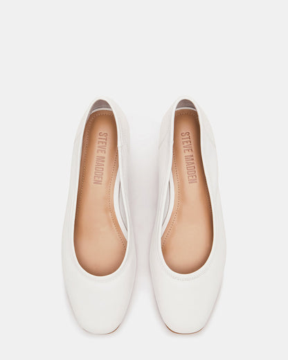 MOLLIE White Leather Ballet Women's Block Heels | Steve Madden