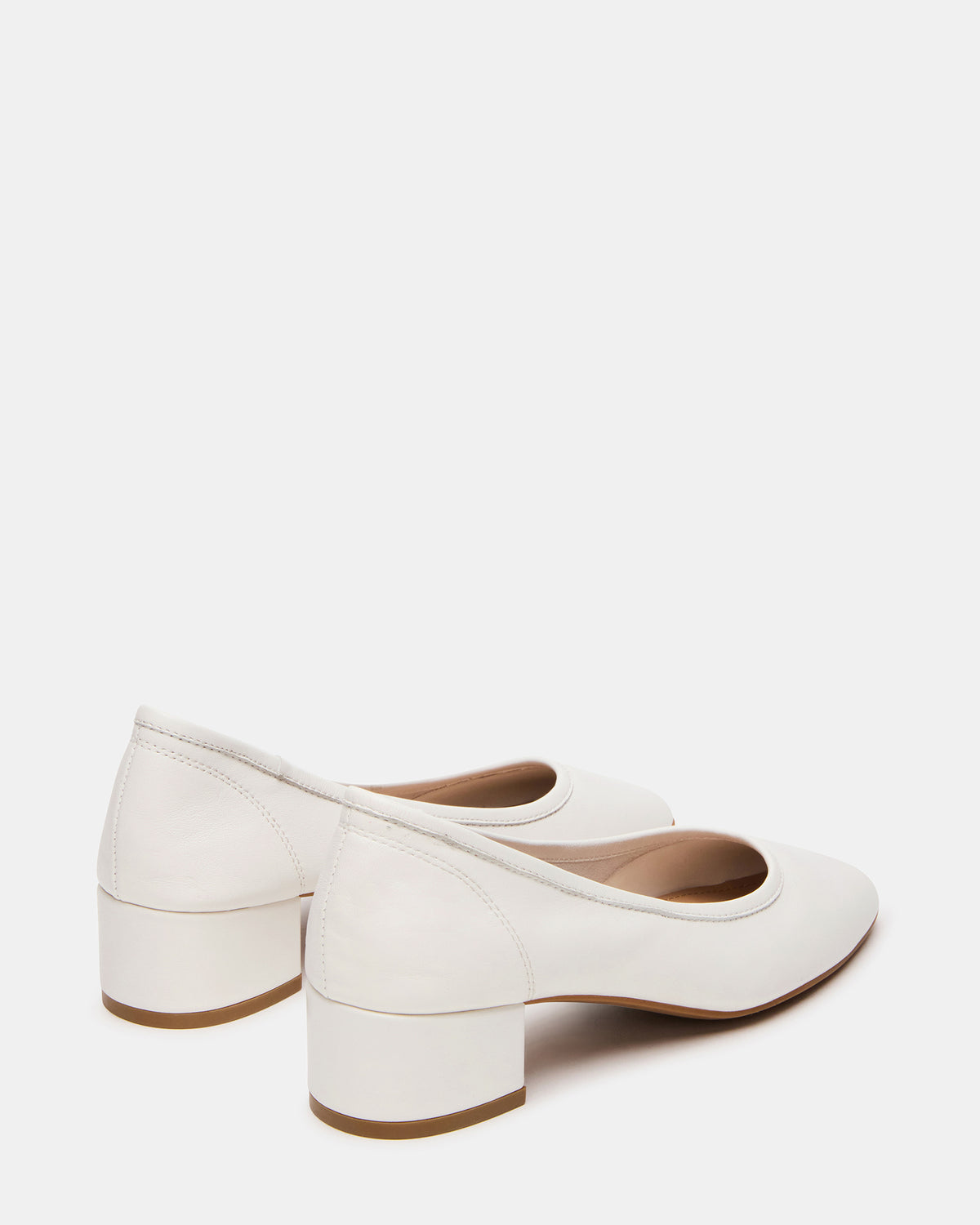 MOLLIE White Leather Ballet Women's Block Heels | Steve Madden