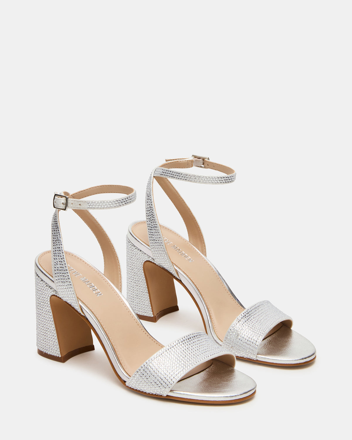 LARAH Rhinestone Rounded Toe Block Heel Women's Heel | Steve Madden