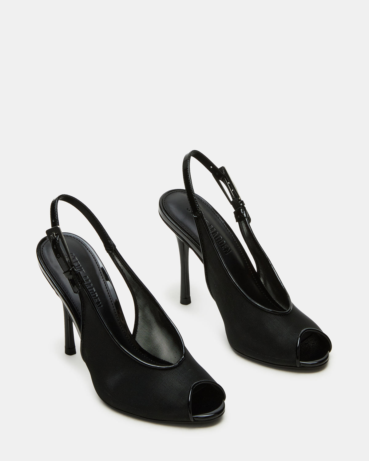 PRESCOTT Black Mesh Women's Slingback Stiletto Heel | Steve Madden