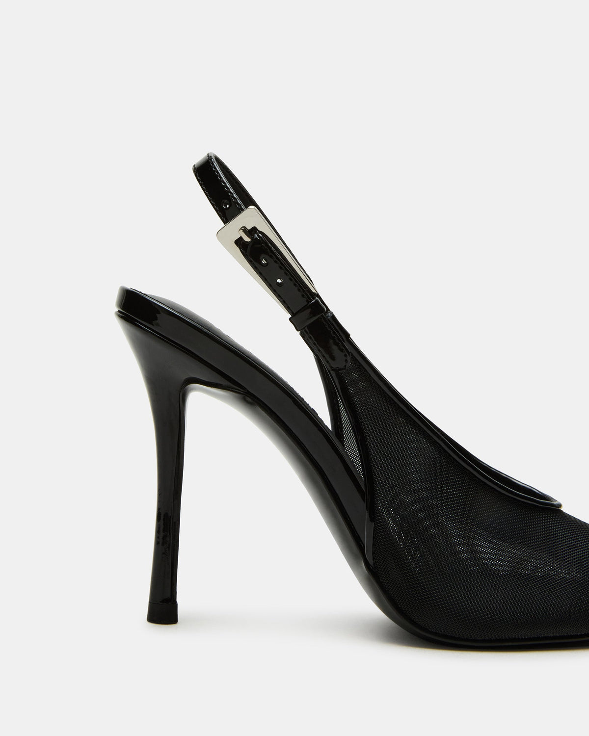 PRESCOTT Black Mesh Women's Slingback Stiletto Heel | Steve Madden