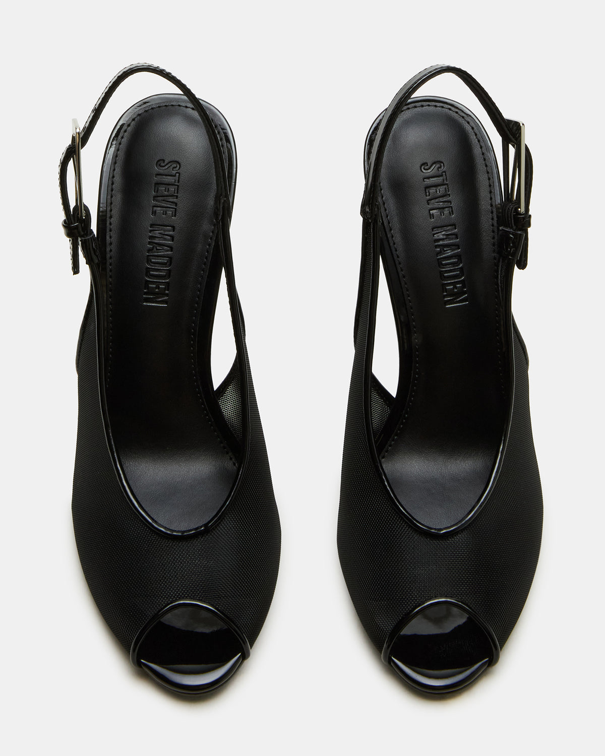 PRESCOTT Black Mesh Women's Slingback Stiletto Heel | Steve Madden