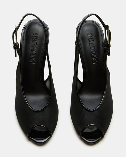 PRESCOTT Black Mesh Women's Slingback Stiletto Heel | Steve Madden