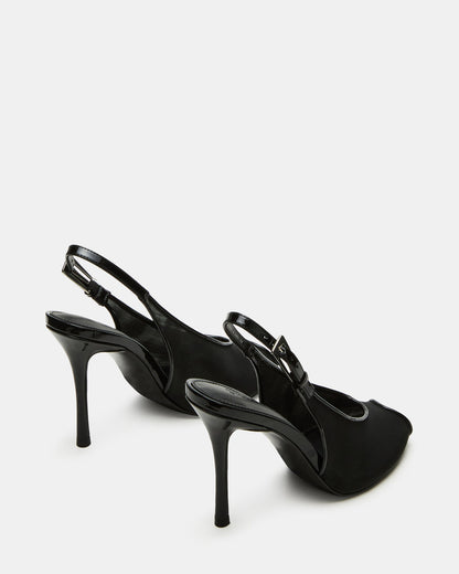 PRESCOTT Black Mesh Women's Slingback Stiletto Heel | Steve Madden