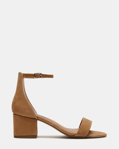 IRENNEW Tan Nubuck Women's Wide Width Heeled Sandal | Steve Madden