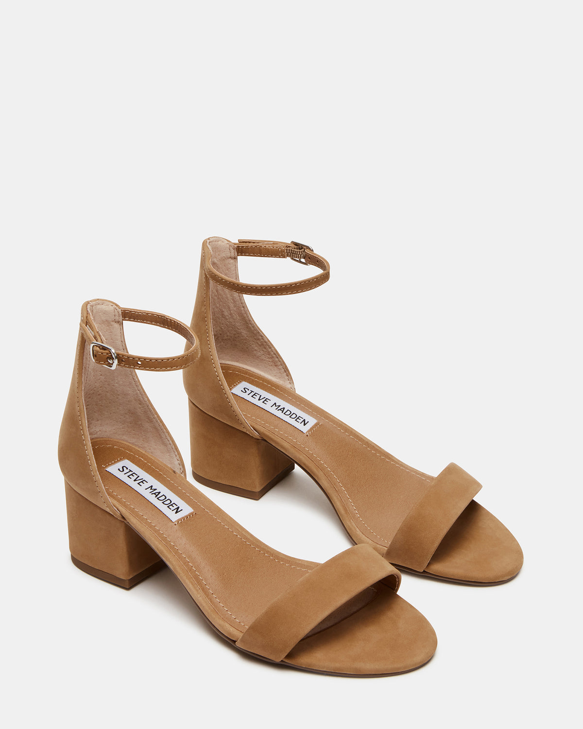 IRENNEW Tan Nubuck Women's Wide Width Heeled Sandal | Steve Madden