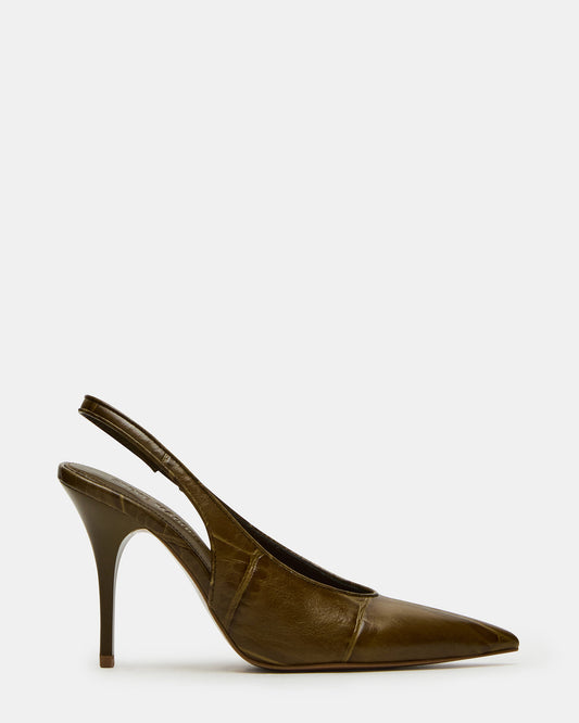 ANDROMEDA Green Crocodile Slingback Pointed-Toe Stiletto Pump Women's Heel | Steve Madden