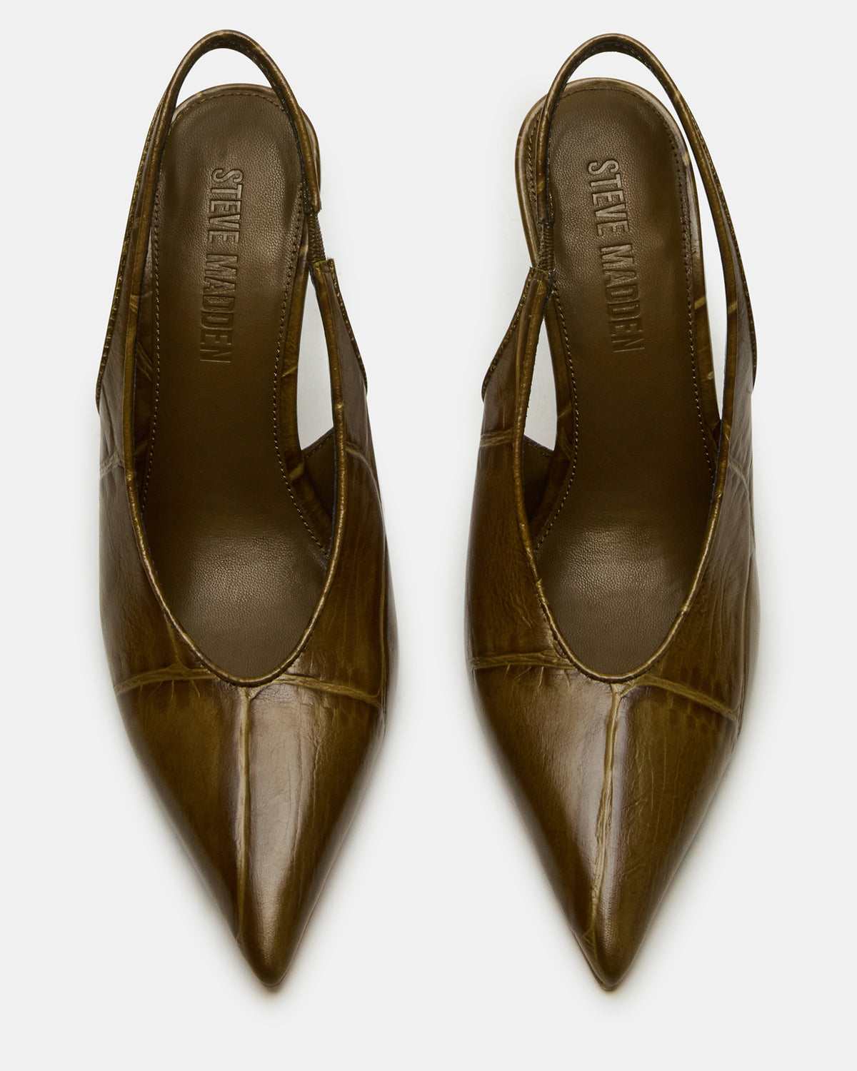 ANDROMEDA Green Crocodile Slingback Pointed-Toe Stiletto Pump Women's Heel | Steve Madden