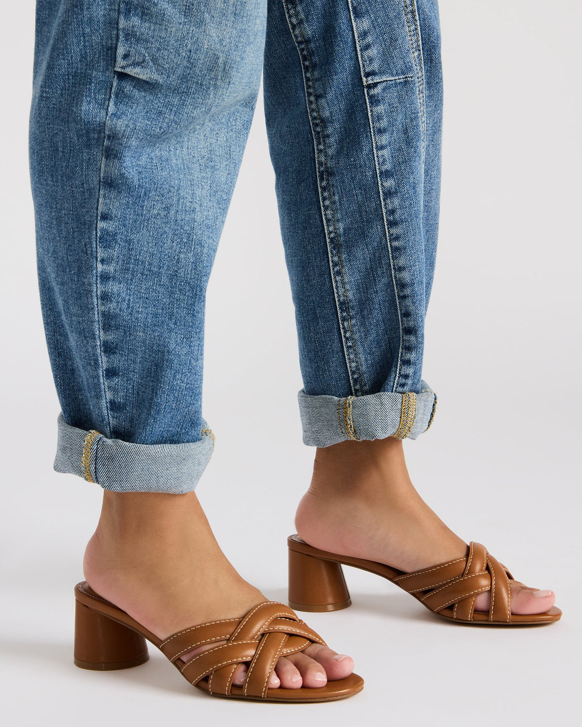 MARANO Tan Leather Women's Mule Block Heel | Steve Madden