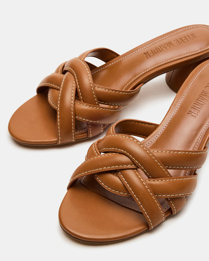 MARANO Tan Leather Women's Mule Block Heel | Steve Madden