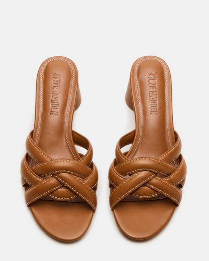 MARANO Tan Leather Women's Mule Block Heel | Steve Madden