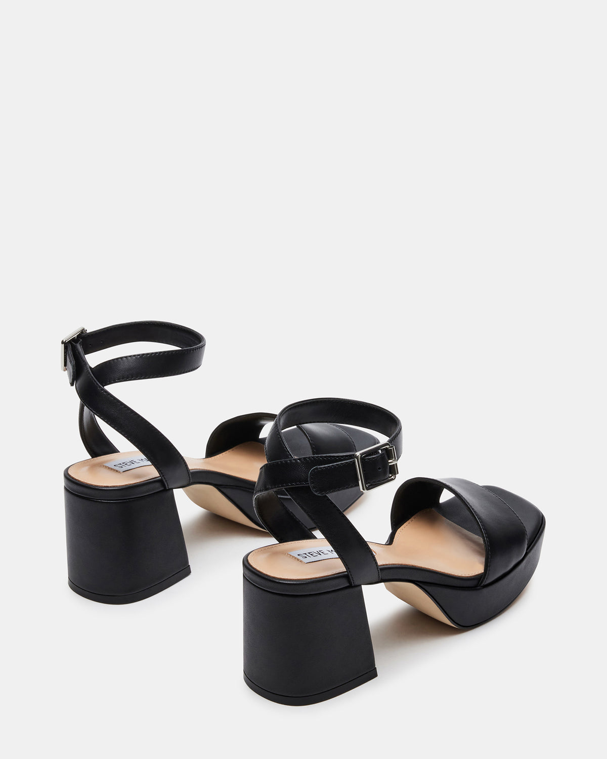 MERCERR Black Leather Women's Platform Block Heel | Steve Madden