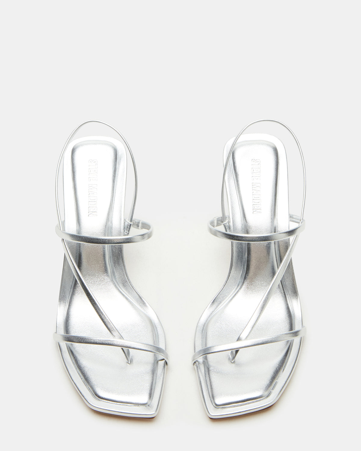 LOCKE Silver Women's Dainty Strappy Square Toe Heel | Steve Madden