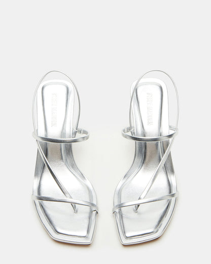 LOCKE Silver Women's Dainty Strappy Square Toe Heel | Steve Madden