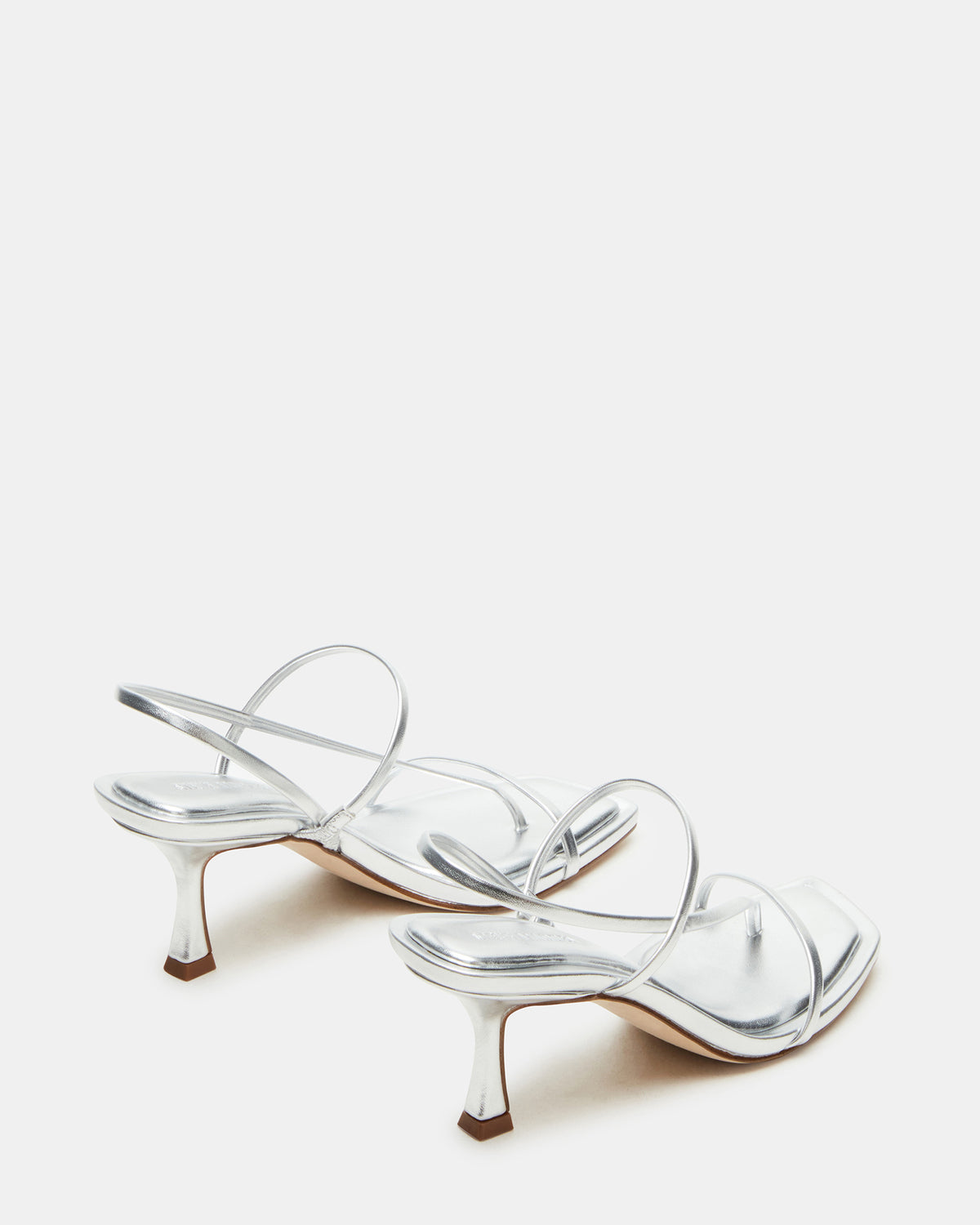 LOCKE Silver Women's Dainty Strappy Square Toe Heel | Steve Madden