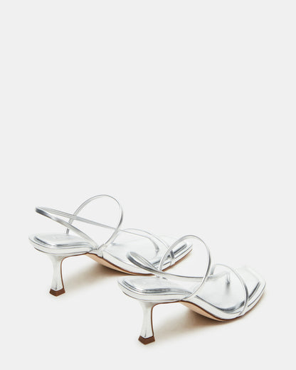 LOCKE Silver Women's Dainty Strappy Square Toe Heel | Steve Madden