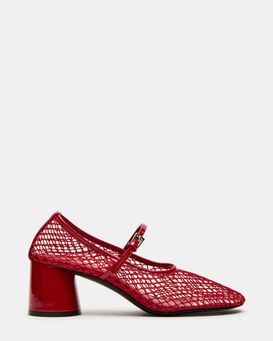 RAYNOR Red Women's Mary Jane Mesh Block Heel | Steve Madden