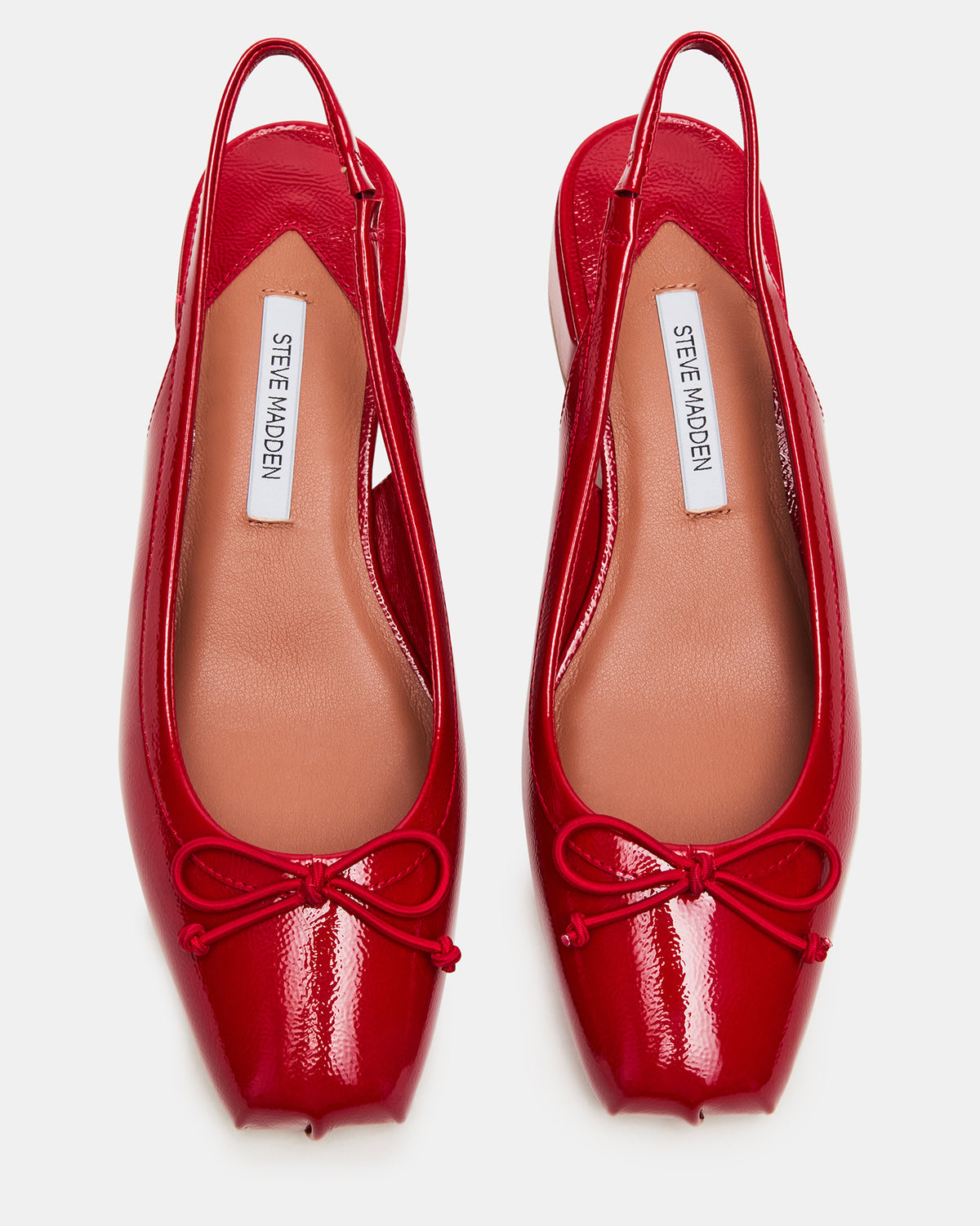 LOVED Red Crinkle Patent Square-Toe Slingback Ballet Women's Heel | Steve Madden