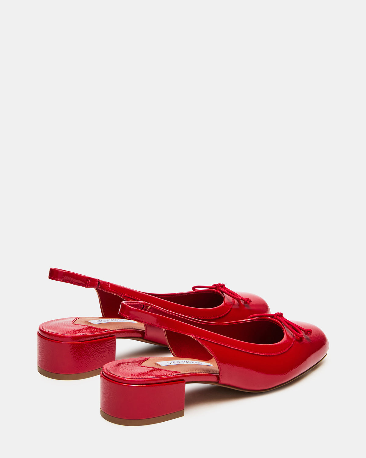 LOVED Red Crinkle Patent Square-Toe Slingback Ballet Women's Heel | Steve Madden