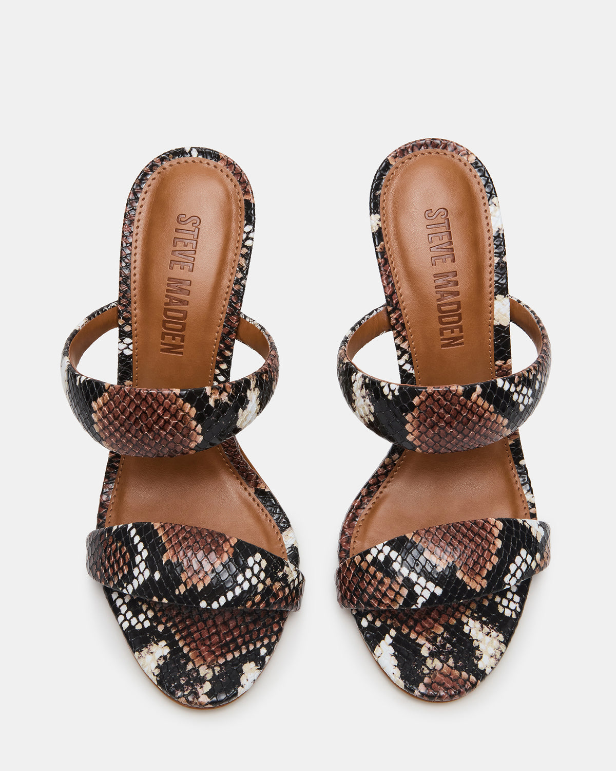 SATURN Brown Snake Stiletto Mule Women's Heel | Steve Madden