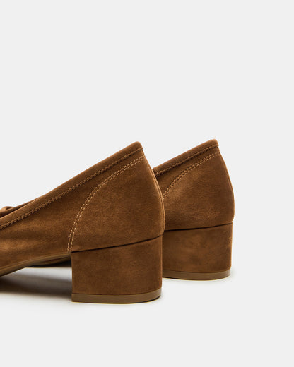 MOLLIE Chestnut Suede Ballet Women's Block Heels | Steve Madden