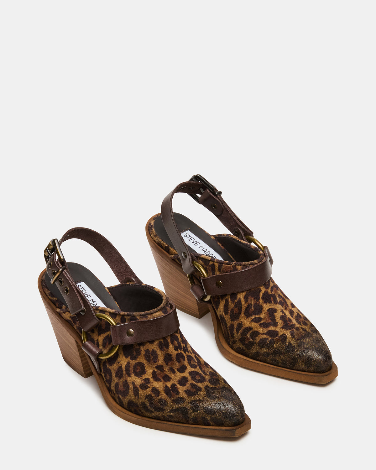 TALIKA Leopard Suede Pointed-Toe Buckle Slingback Women's Heel | Steve Madden